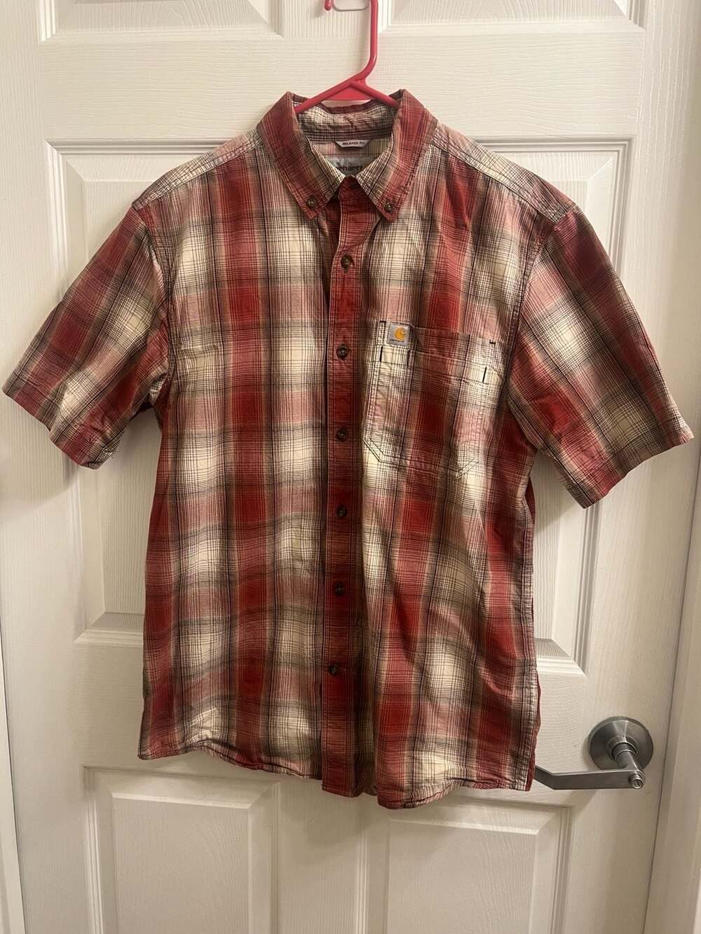 Carhartt Men's Relaxed Fit Short Sleeve Button-Down Plaid Shirt